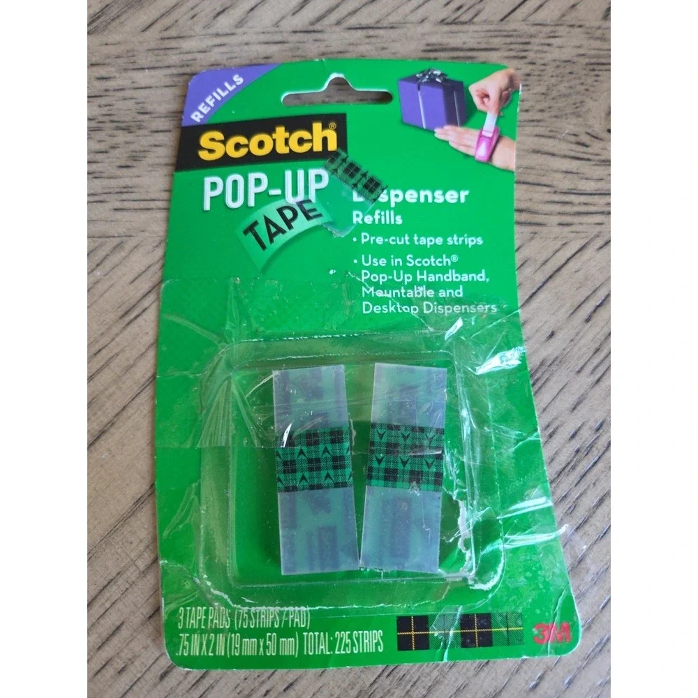 Scotch Pop Up Tape Handband Dispenser With Tape Refill Strips New Aqua Blue